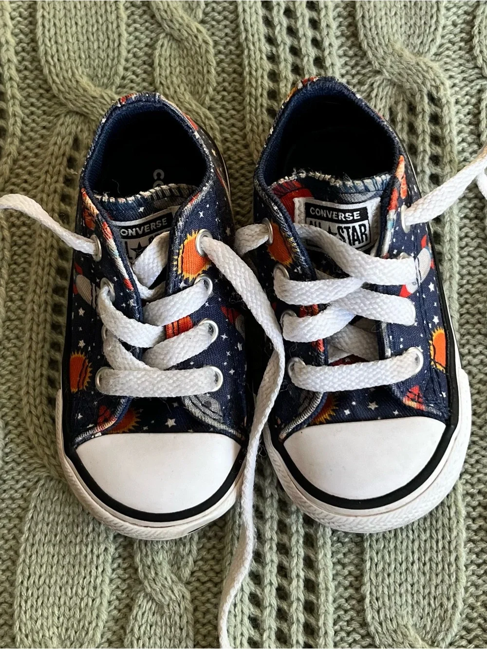 Converse Kids Navy Rocket Print Low-Top Sneakers with White Laces
